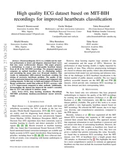 High quality ECG dataset based on MIT-BIH recordings for improved
  heartbeats classification