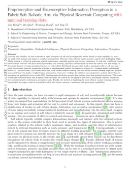 Proprioceptive and Exteroceptive Information Perception in a Fabric Soft
  Robotic Arm via Physical Reservoir Computing with minimal training data