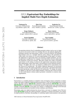 $SE(3)$ Equivariant Ray Embeddings for Implicit Multi-View Depth
  Estimation