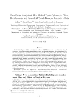 Data-Driven Analysis of AI in Medical Device Software in China: Deep Learning and General AI Trends Based on Regulatory Data