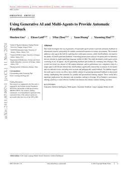 Using Generative AI and Multi-Agents to Provide Automatic Feedback