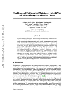 Machines and Mathematical Mutations: Using GNNs to Characterize Quiver
  Mutation Classes