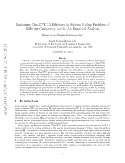 Evaluating ChatGPT-3.5 Efficiency in Solving Coding Problems of
  Different Complexity Levels: An Empirical Analysis