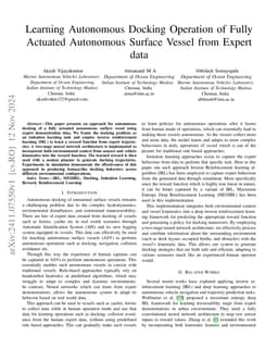 Learning Autonomous Docking Operation of Fully Actuated Autonomous
  Surface Vessel from Expert data