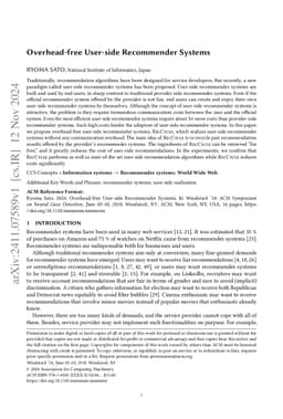 Overhead-free User-side Recommender Systems