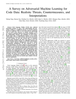 A Survey on Adversarial Machine Learning for Code Data: Realistic
  Threats, Countermeasures, and Interpretations