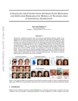 Unraveling the Connections between Flow Matching and Diffusion
  Probabilistic Models in Training-free Conditional Generation