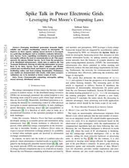 Spike Talk in Power Electronic Grids -- Leveraging Post Moore's
  Computing Laws