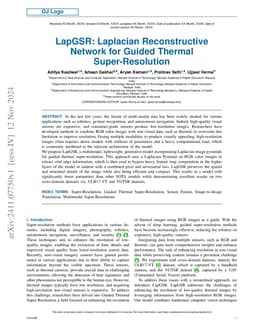LapGSR: Laplacian Reconstructive Network for Guided Thermal
  Super-Resolution