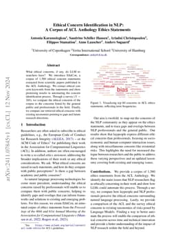 Ethical Concern Identification in NLP: A Corpus of ACL Anthology Ethics
  Statements