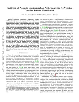 Prediction of Acoustic Communication Performance for AUVs using Gaussian
  Process Classification
