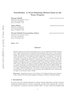 TowerDebias: A Novel Unfairness Removal Method Based on the Tower Property
