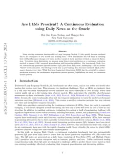 Are LLMs Prescient? A Continuous Evaluation using Daily News as the
  Oracle