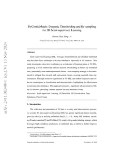 DyConfidMatch: Dynamic Thresholding and Re-sampling for 3D
  Semi-supervised Learning