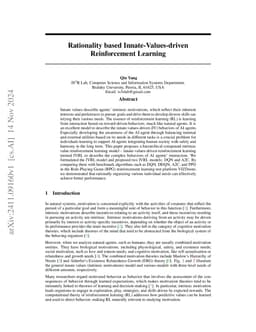 Rationality based Innate-Values-driven Reinforcement Learning