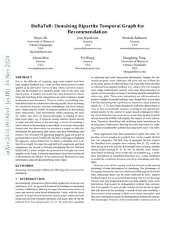 DeBaTeR: Denoising Bipartite Temporal Graph for Recommendation