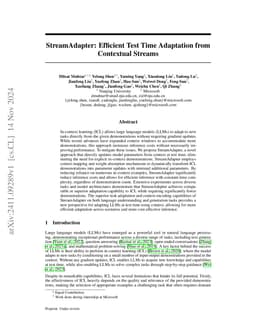 StreamAdapter: Efficient Test Time Adaptation from Contextual Streams