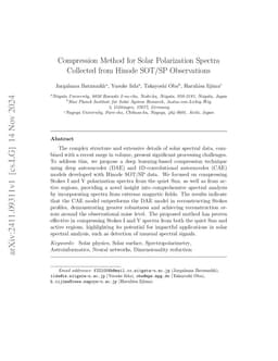 Compression Method for Solar Polarization Spectra Collected from Hinode
  SOT/SP Observations