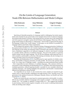 On the Limits of Language Generation: Trade-Offs Between Hallucination and Mode Collapse