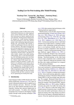 P$^2$ Law: Scaling Law for Post-Training After Model Pruning