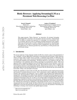 Biotic Browser: Applying StreamingLLM as a Persistent Web Browsing
  Co-Pilot