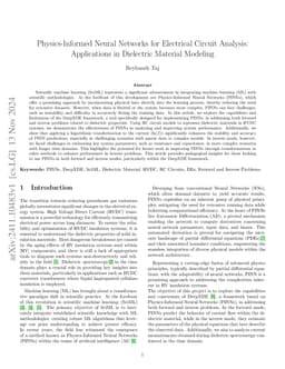 Physics-Informed Neural Networks for Electrical Circuit Analysis:
  Applications in Dielectric Material Modeling