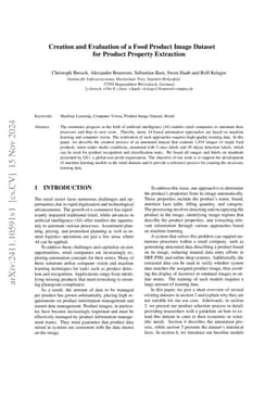Creation and Evaluation of a Food Product Image Dataset for Product
  Property Extraction