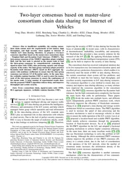 Two-layer consensus based on master-slave consortium chain data sharing
  for Internet of Vehicles