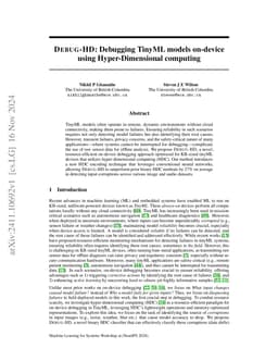 DEBUG-HD: Debugging TinyML models on-device using Hyper-Dimensional
  computing