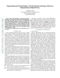 Fingerprinting and Tracing Shadows: The Development and Impact of
  Browser Fingerprinting on Digital Privacy