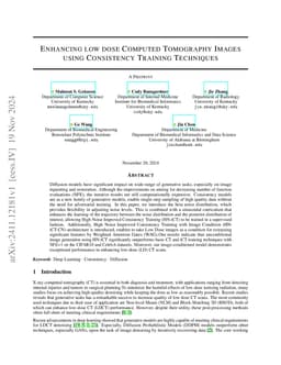 Enhancing Low Dose Computed Tomography Images Using Consistency Training
  Techniques