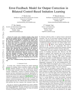 Error-Feedback Model for Output Correction in Bilateral Control-Based
  Imitation Learning