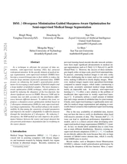 DiM: $f$-Divergence Minimization Guided Sharpness-Aware Optimization for
  Semi-supervised Medical Image Segmentation