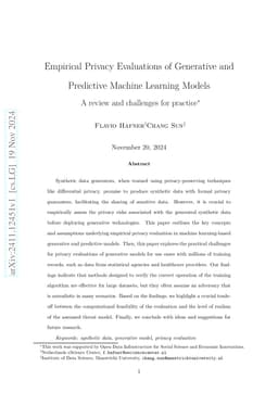 Empirical Privacy Evaluations of Generative and Predictive Machine
  Learning Models -- A review and challenges for practice