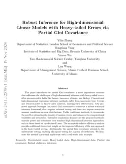 Robust Inference for High-dimensional Linear Models with Heavy-tailed
  Errors via Partial Gini Covariance
