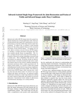 Infrared-Assisted Single-Stage Framework for Joint Restoration and Fusion of Visible and Infrared Images under Hazy Conditions