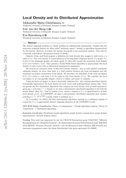 Local Density and its Distributed Approximation