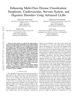 Enhancing Multi-Class Disease Classification: Neoplasms, Cardiovascular,
  Nervous System, and Digestive Disorders Using Advanced LLMs