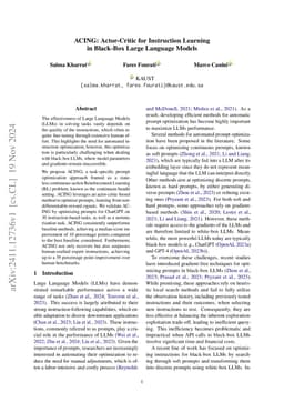 ACING: Actor-Critic for Instruction Learning in Black-Box Large Language
  Models