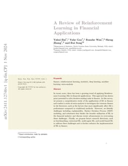 A Review of Reinforcement Learning in Financial Applications