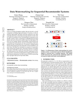 Data Watermarking for Sequential Recommender Systems
