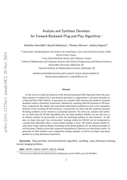 Analysis and Synthesis Denoisers for Forward-Backward Plug-and-Play
  Algorithms