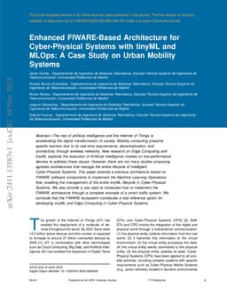 Enhanced FIWARE-Based Architecture for Cyberphysical Systems With Tiny
  Machine Learning and Machine Learning Operations: A Case Study on Urban
  Mobility Systems
