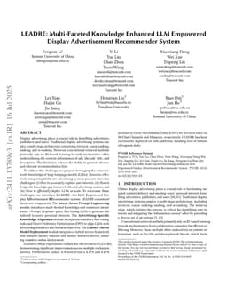 LEADRE: Multi-Faceted Knowledge Enhanced LLM Empowered Display Advertisement Recommender System