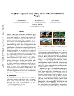 GalaxyEdit: Large-Scale Image Editing Dataset with Enhanced Diffusion
  Adapter