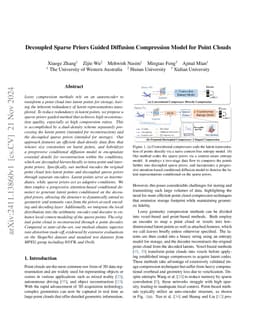 Decoupled Sparse Priors Guided Diffusion Compression Model for Point
  Clouds