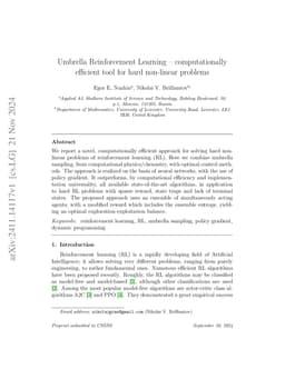 Umbrella Reinforcement Learning -- computationally efficient tool for
  hard non-linear problems