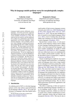 Why do language models perform worse for morphologically complex
  languages?