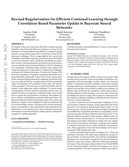 Revised Regularization for Efficient Continual Learning through
  Correlation-Based Parameter Update in Bayesian Neural Networks