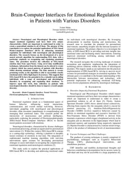 Brain-Computer Interfaces for Emotional Regulation in Patients with
  Various Disorders